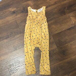 Charming Mustard Heart Patterned Romper